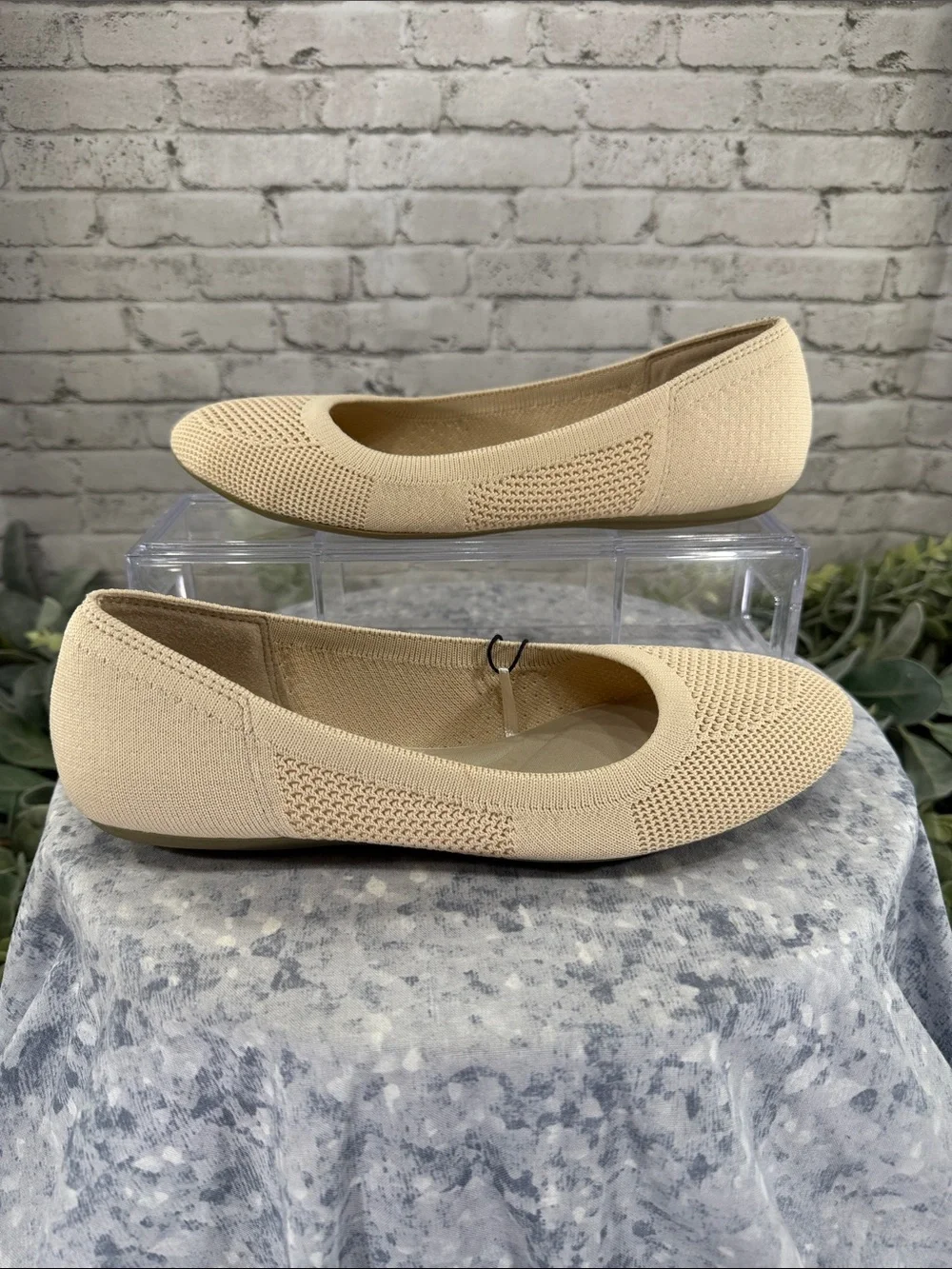 SONOMA “Sesame” Taupe Round-Toe Stretch Mesh-Knit Ballet Flats WMS 7.5M NWT&NIB